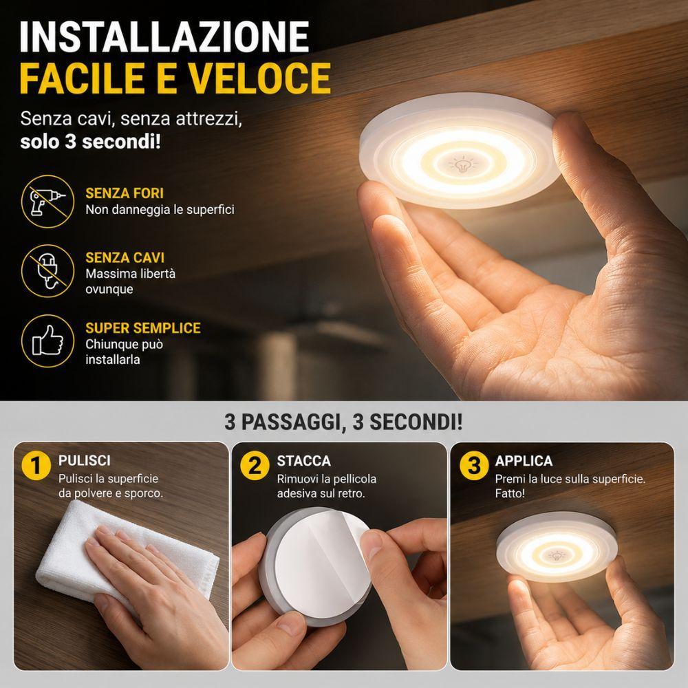  luce led cob wireless per armadio cucina camper garage smart light - foto 5