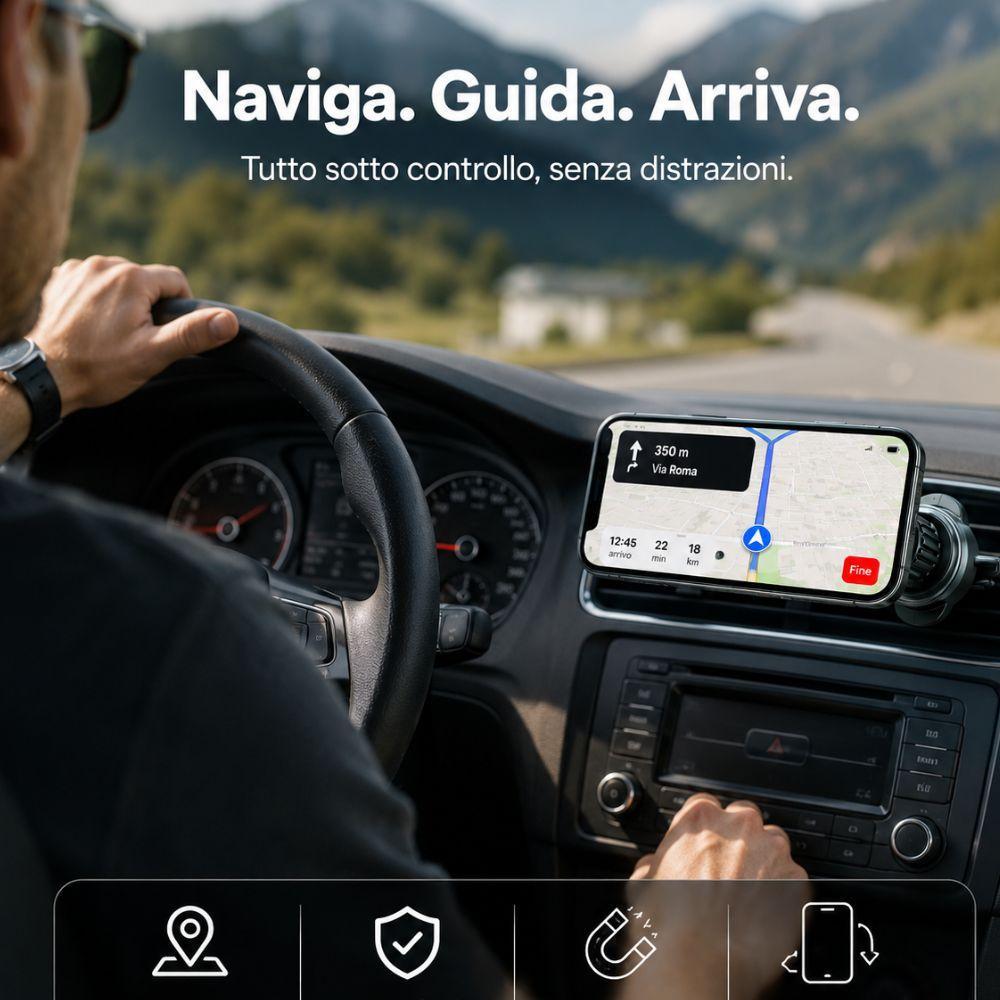 supporto magnetico auto per smartphone universale 360 gradi - foto 3 Supporto magnetico auto con rotazione 360 gradi per smartphone