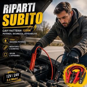 Cavi batteria auto 2.4 metri avviamento emergenza