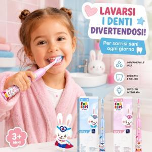 Spazzolino elettrico bambini ricaricabile con luci led
