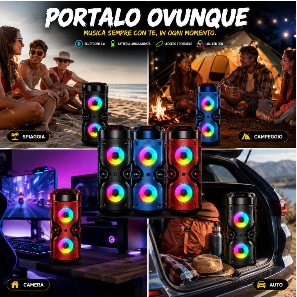 cassa speaker bluetooth rgb portatile super bass usb tf led wireless - foto 5 cassa speaker bluetooth rgb portatile super bass usb tf led wireless - foto 5