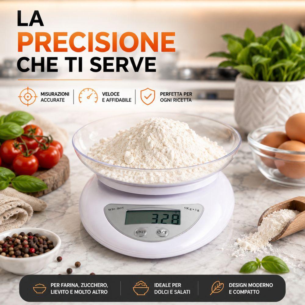  bilancia da cucina digitale elettronica con ciotola removibile display lcd e misurazione di precisione - foto 3
