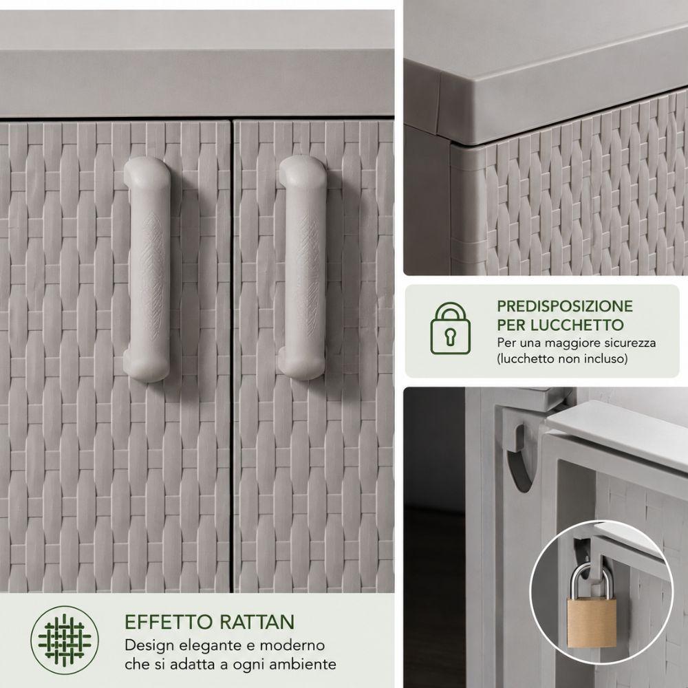 armadio basso rattan mega toomax 2 ante 90x54x102 cm da interno esterno coperto - foto 5 armadio basso rattan mega toomax 2 ante 90x54x102 cm da interno esterno coperto - foto 5