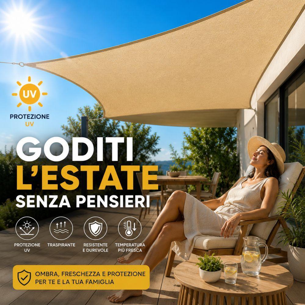 vela ombreggiante quadrata e triangolare da giardino terrazza balcone in hdpe e impermeabile - foto 5 vela ombreggiante quadrata e triangolare da giardino terrazza balcone in hdpe e impermeabile - foto 5