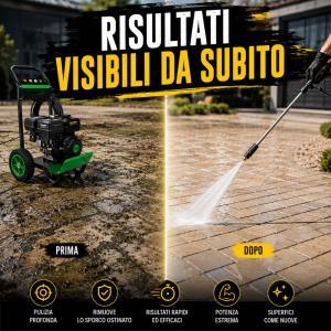 Idropulitrice a benzina professionale 7 hp 170 240 bar con tubo alta pressione 10 metri