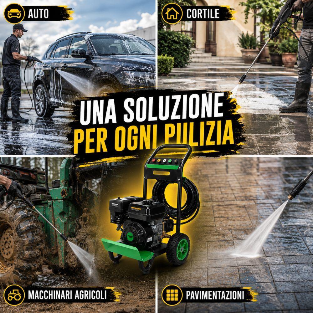  idropulitrice a benzina professionale 7 hp 170 240 bar con tubo alta pressione 10 metri - foto 5