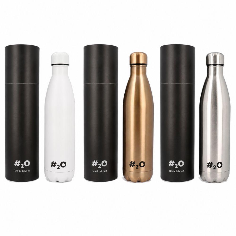 Sei borracce termiche acciaio inox, colori e finiture assortite con custodia rigida