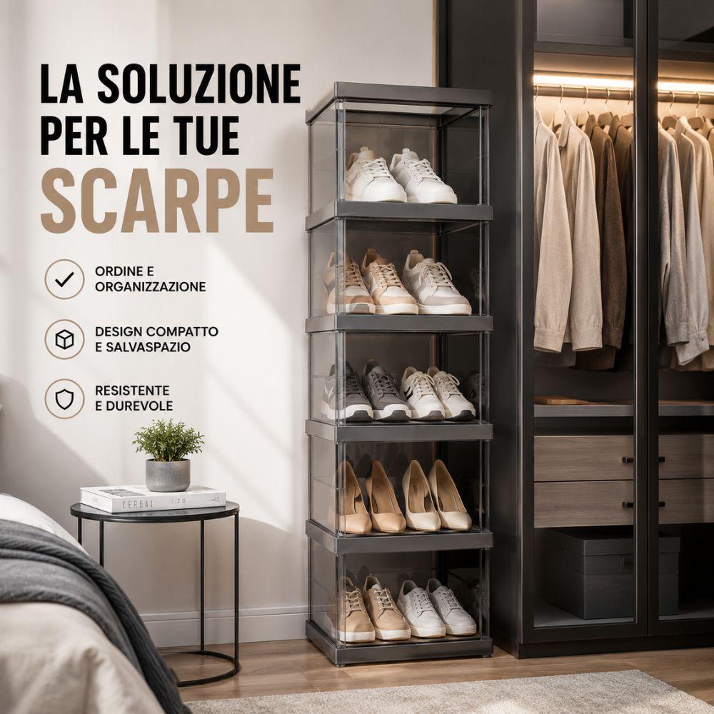 scarpiera a 5 ripiani richiudibile salvaspazio 88x25.5x34.5cm - foto 2 scarpiera a 5 ripiani richiudibile salvaspazio 88x25.5x34.5cm - foto 2
