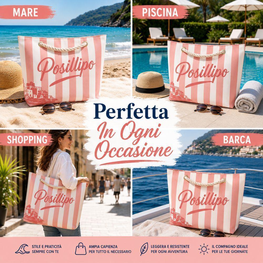 borsa mare a righe con manici in corda 65x50x17 cm - foto 4 borsa mare a righe con manici in corda 65x50x17 cm - foto 4