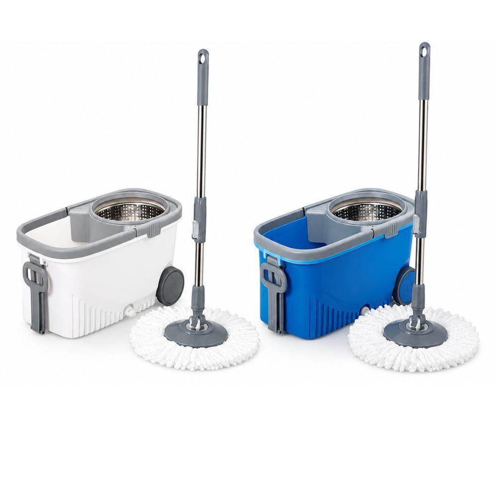  set lava pavimenti con secchio a pedale e ruote 15 litri con mop in microfibra - foto 1