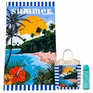 Set mare 3 pezzi telo mare maxi borsa porta telo  borraccia riutilizzabile