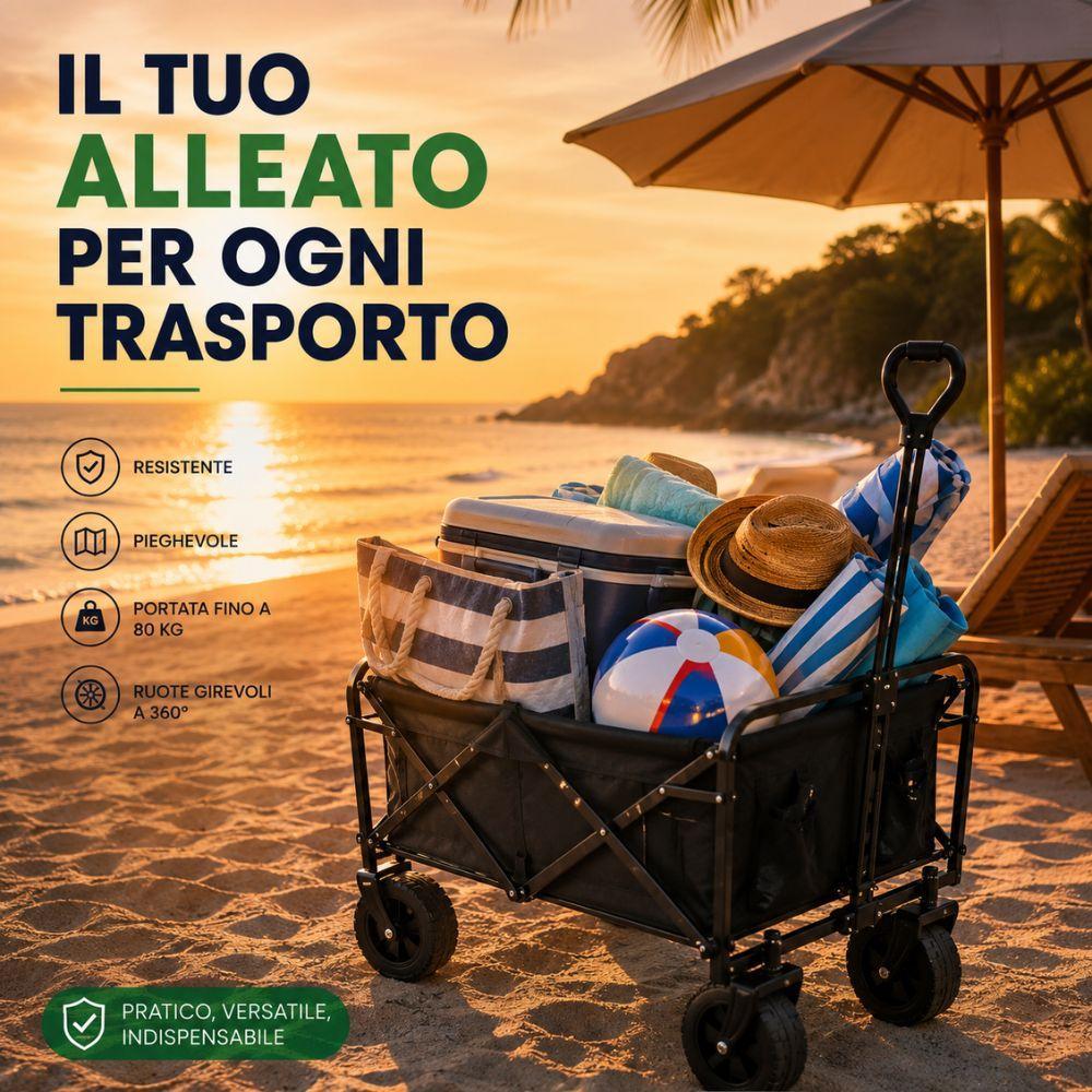  carrello pieghevole da trasporto multiuso 80 kg con ruote girevoli 360 gradi e maniglia regolabile - foto 5