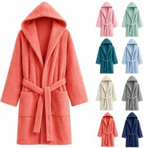 Accappatoio unisex in spugna con cappuccio per adulti morbido assorbente