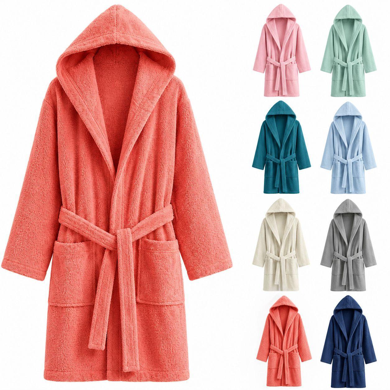 accappatoio unisex in spugna con cappuccio per adulti morbido assorbente - foto 1 accappatoio unisex in spugna con cappuccio per adulti morbido assorbente - foto 1