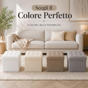 Pouf contenitore in velluto trapuntato 38x38x38 cm