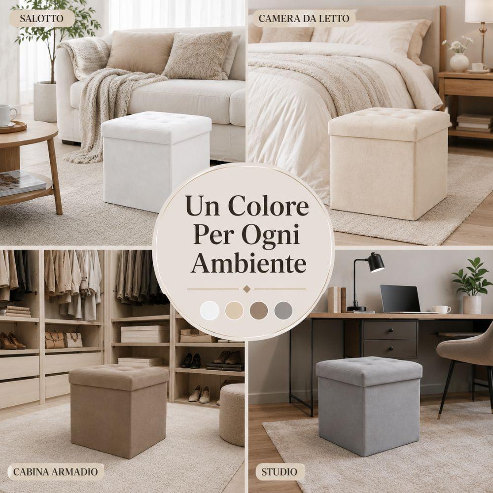  pouf contenitore in velluto trapuntato 38x38x38 cm - foto 3