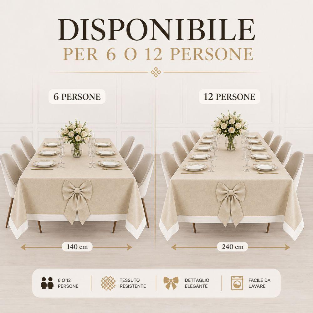  tovaglia elegante con fiocco decorativo per tavolo 6 o 12 persone - foto 4