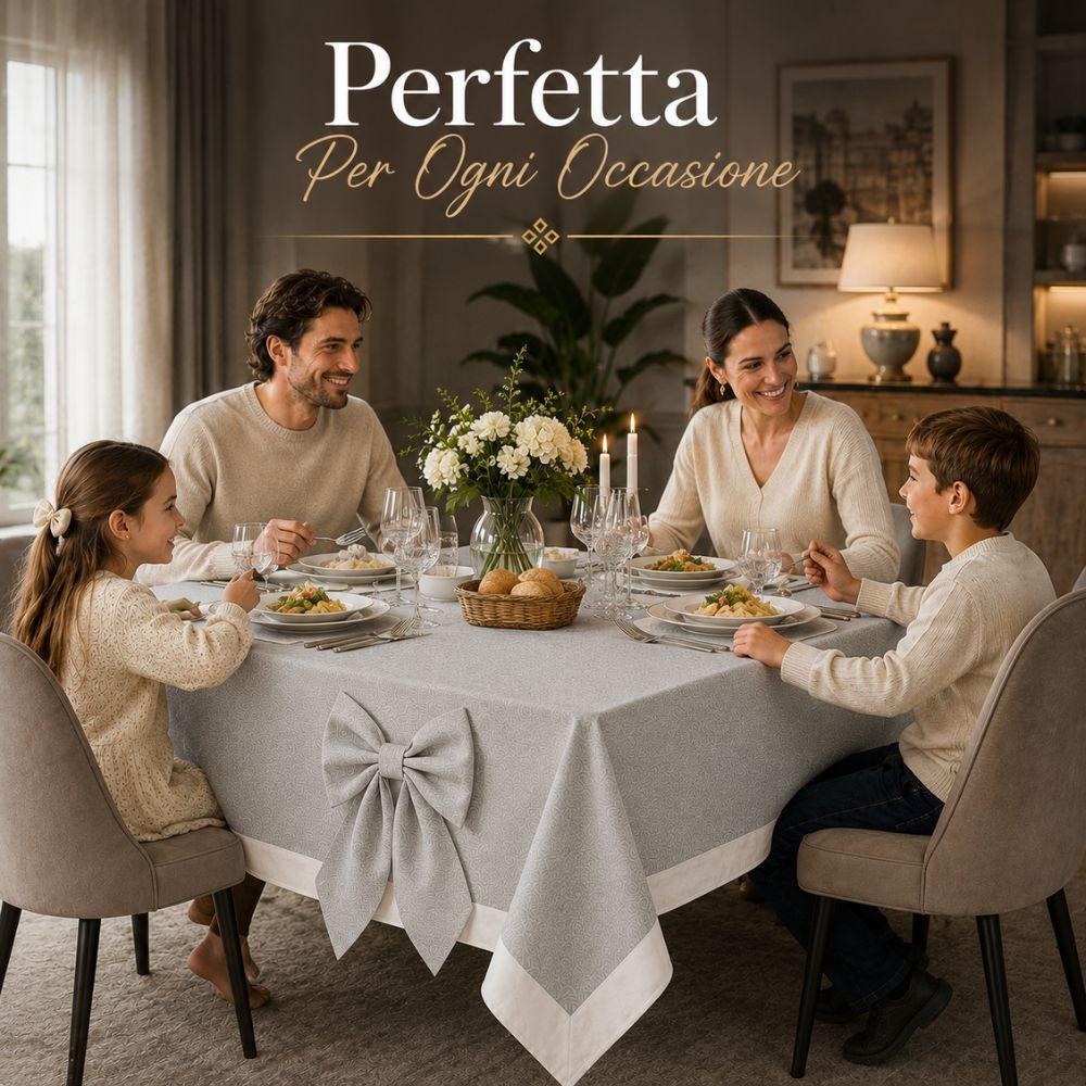  tovaglia elegante con fiocco decorativo per tavolo 6 o 12 persone - foto 5