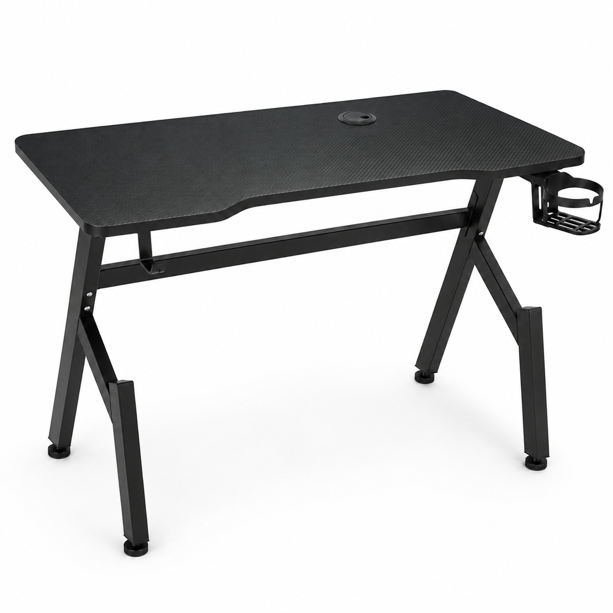 scrivania gaming 80x50x75h cm effetto fibra di carbonio con portabicchiere, gancio cuffie e passacavi - foto 1 scrivania gaming 80x50x75h cm effetto fibra di carbonio con portabicchiere, gancio cuffie e passacavi - foto 1