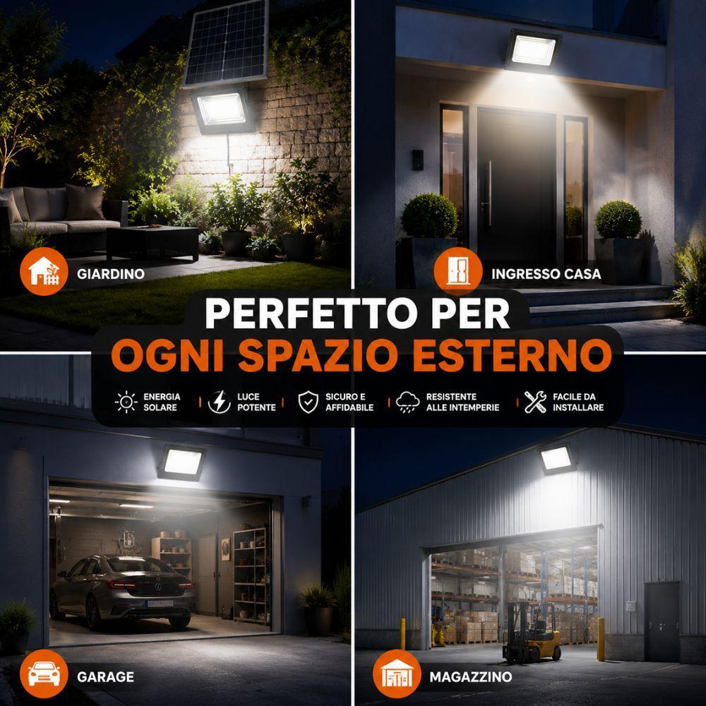 faro led solare da esterno con pannello fotovoltaico telecomando e sensore crepuscolare - foto 4 faro led solare da esterno con pannello fotovoltaico telecomando e sensore crepuscolare - foto 4
