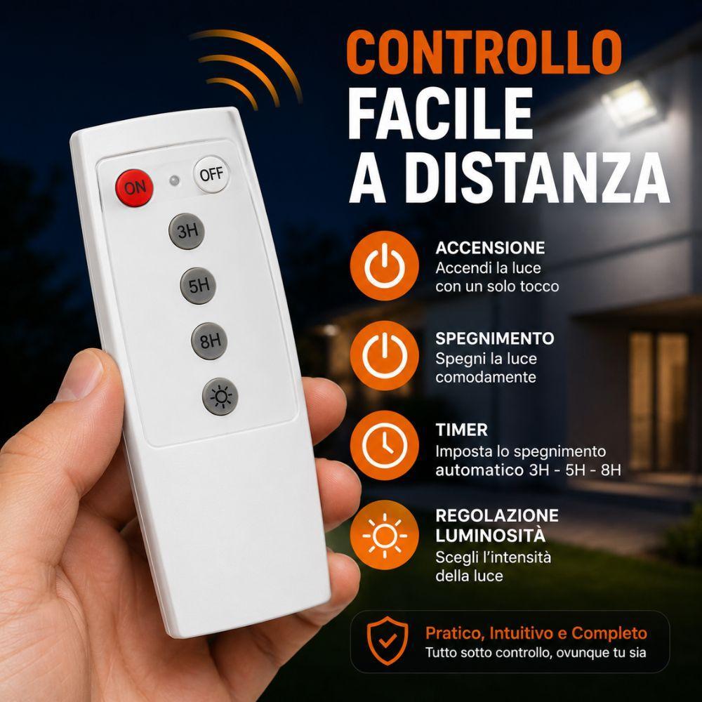 faro led solare da esterno con pannello fotovoltaico telecomando e sensore crepuscolare - foto 5 faro led solare da esterno con pannello fotovoltaico telecomando e sensore crepuscolare - foto 5