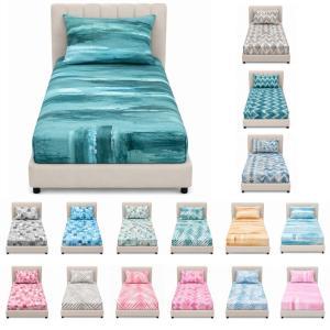 Juego de cama individual de 3 piezas de microfibra estampada con sábana encimera, sábana bajera con esquinas y funda de almohada