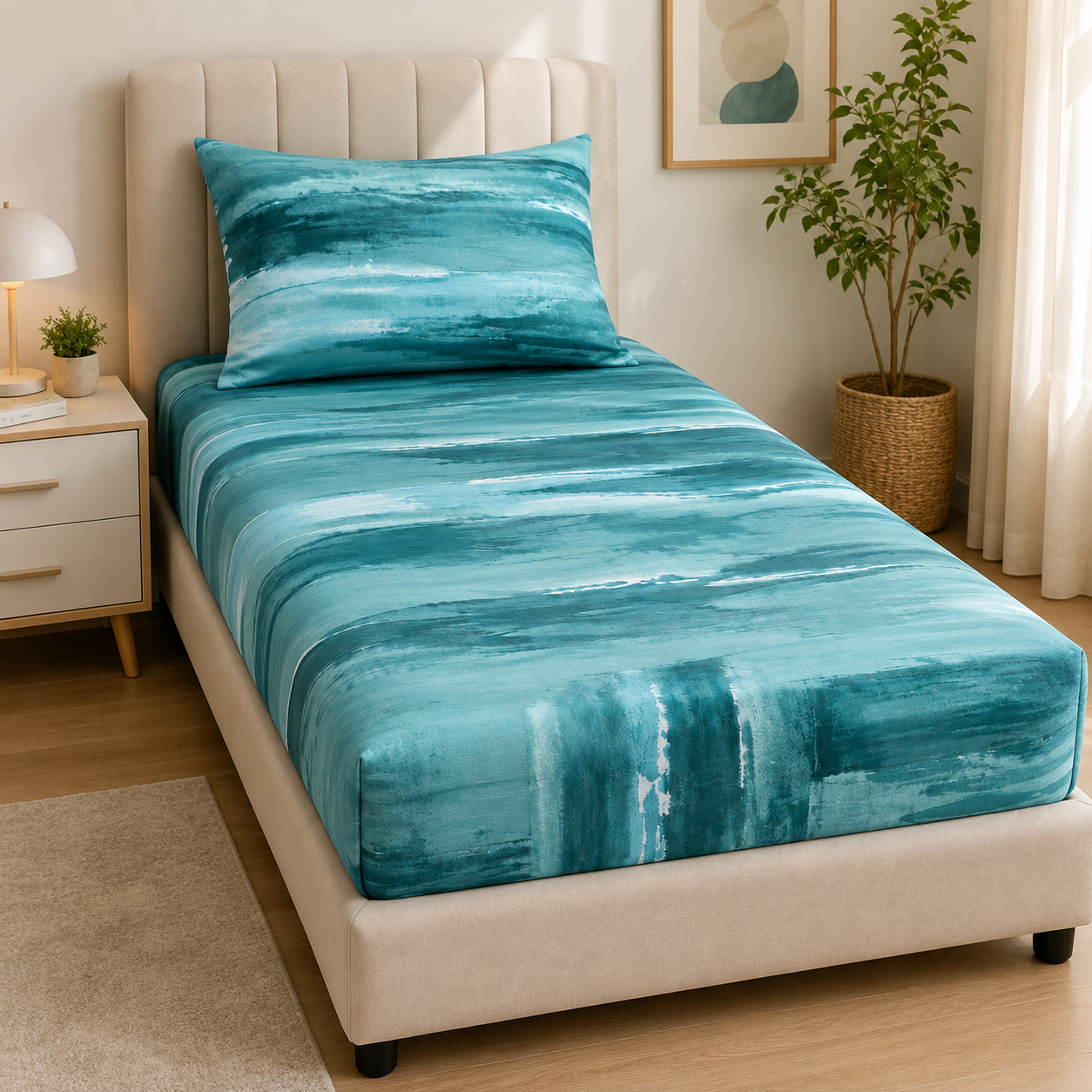  completo letto singolo 3 pezzi in microfibra fantasia con lenzuolo sopra, lenzuolo sotto con angoli e federa - foto 2