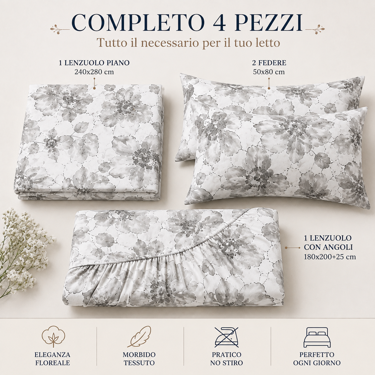 completo letto matrimoniale 3 pezzi in microfibra lenzuolo sopra, lenzuolo sotto con angoli e coppia federe - foto 3 completo letto matrimoniale 3 pezzi in microfibra lenzuolo sopra, lenzuolo sotto con angoli e coppia federe - foto 3