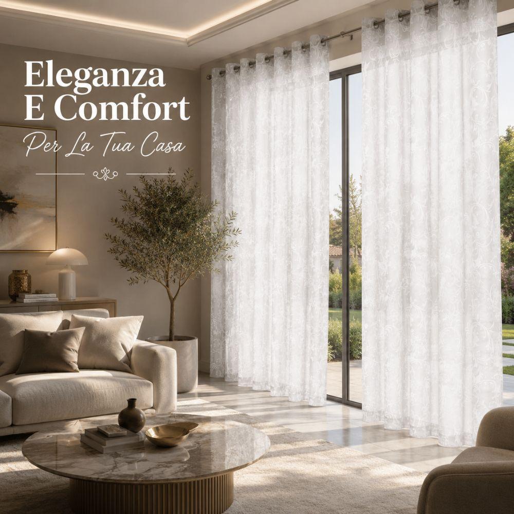  coppia tende fantasia foglie con 8 anelli 280x290 cm - foto 3