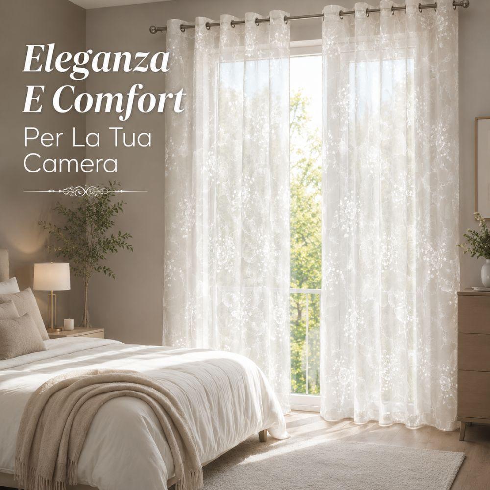 tenda coppia con anelli fantasia floreale 280x290 cm effetto filtrante - foto 2 tenda coppia con anelli fantasia floreale 280x290 cm effetto filtrante - foto 2