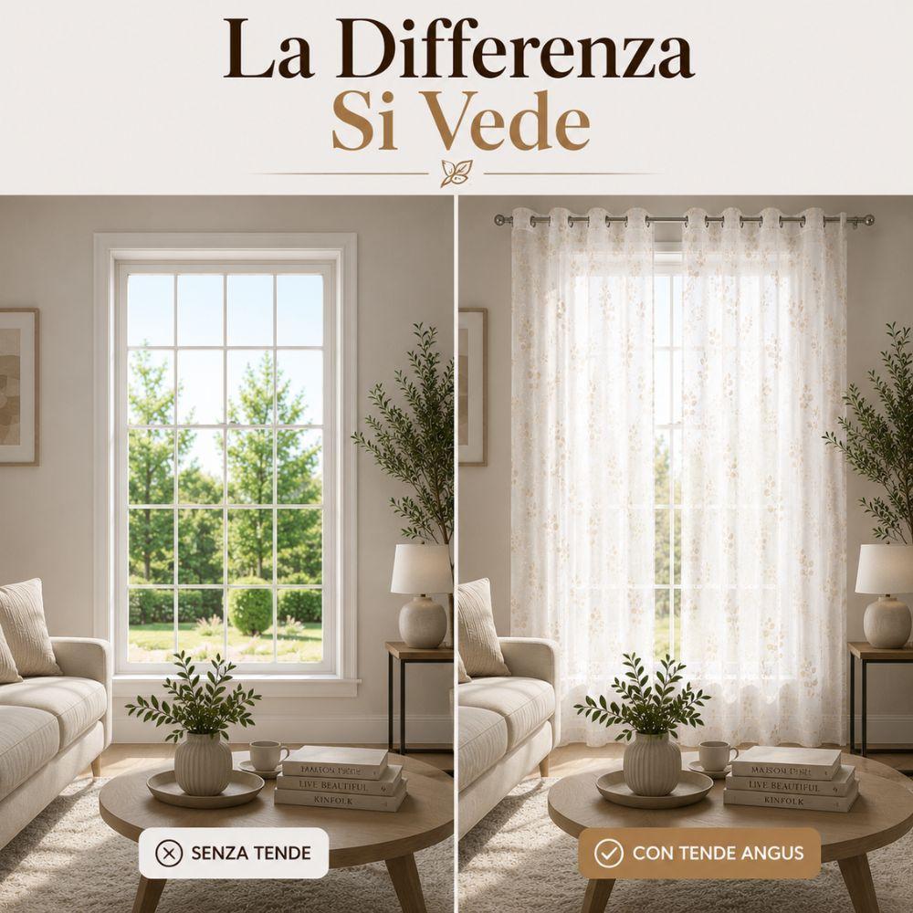 coppia tende semitrasparenti 140x290 cm con 8 anelli fantasia foglie - foto 5 coppia tende semitrasparenti 140x290 cm con 8 anelli fantasia foglie - foto 5