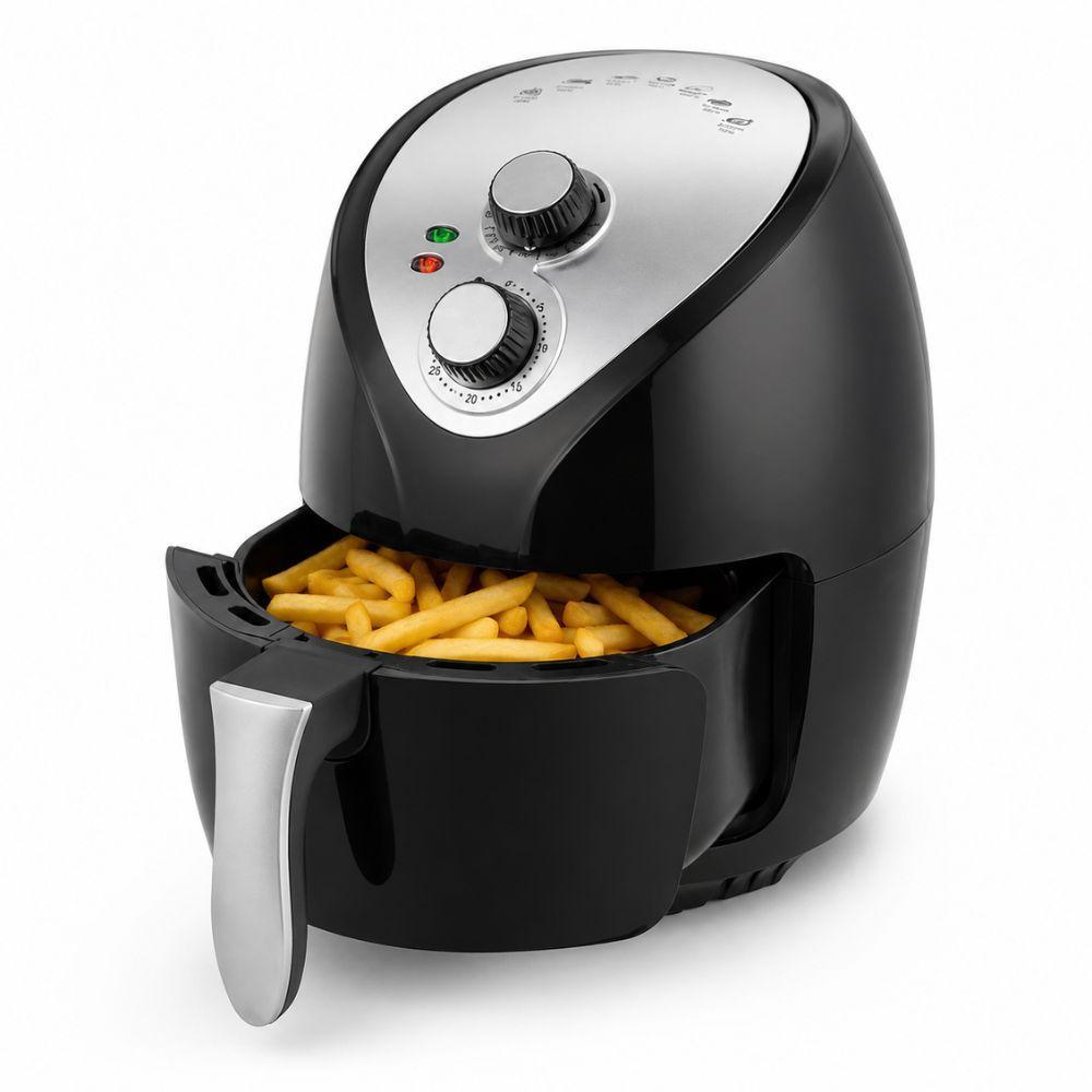 Friggitrice ad aria 4,5 litri, nera, con timer e controllo temperatura