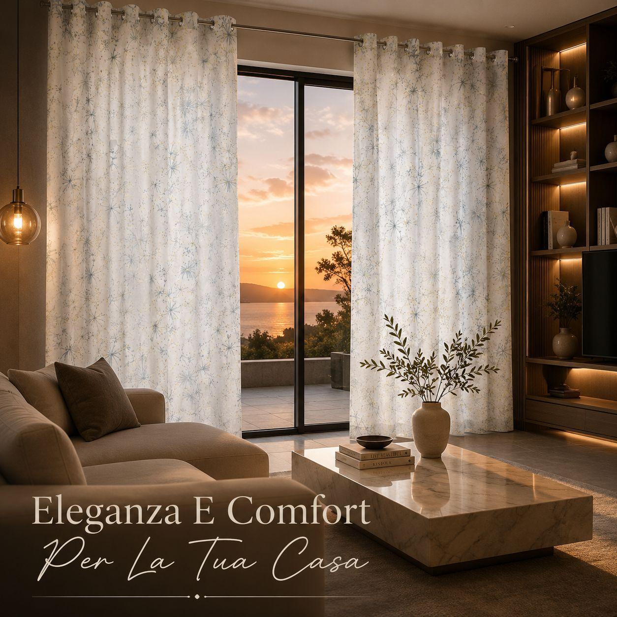  coppia tende fantasie floreali moderne 280 x 290 cm con anelli - foto 3