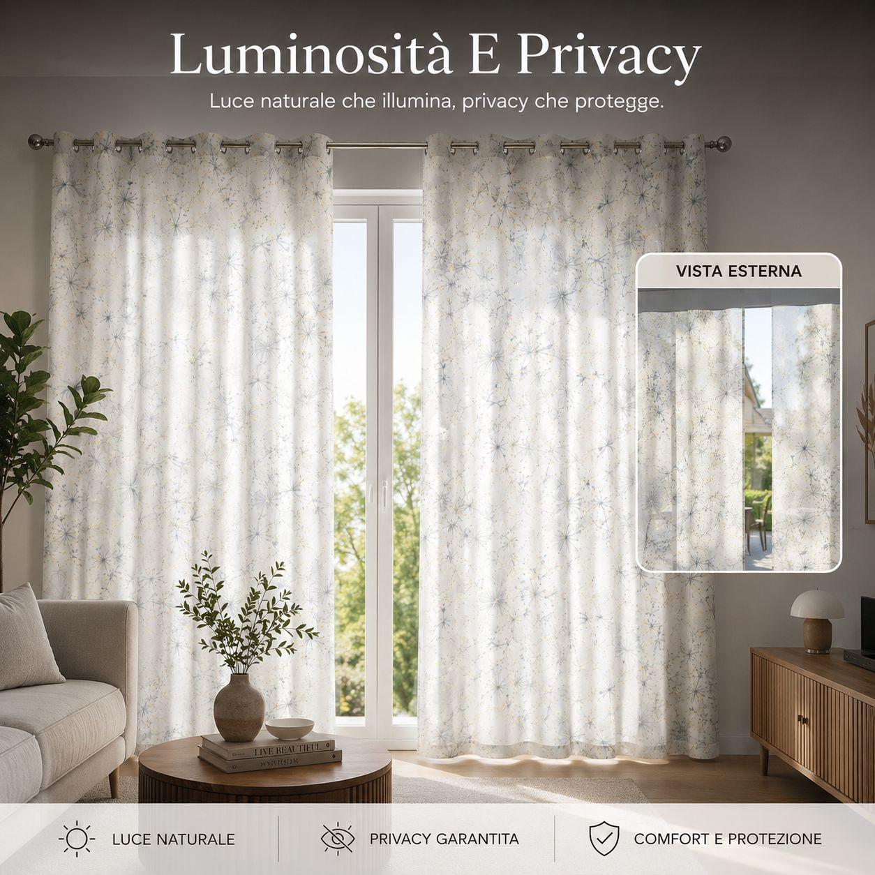  coppia tende fantasie floreali moderne 280 x 290 cm con anelli - foto 4