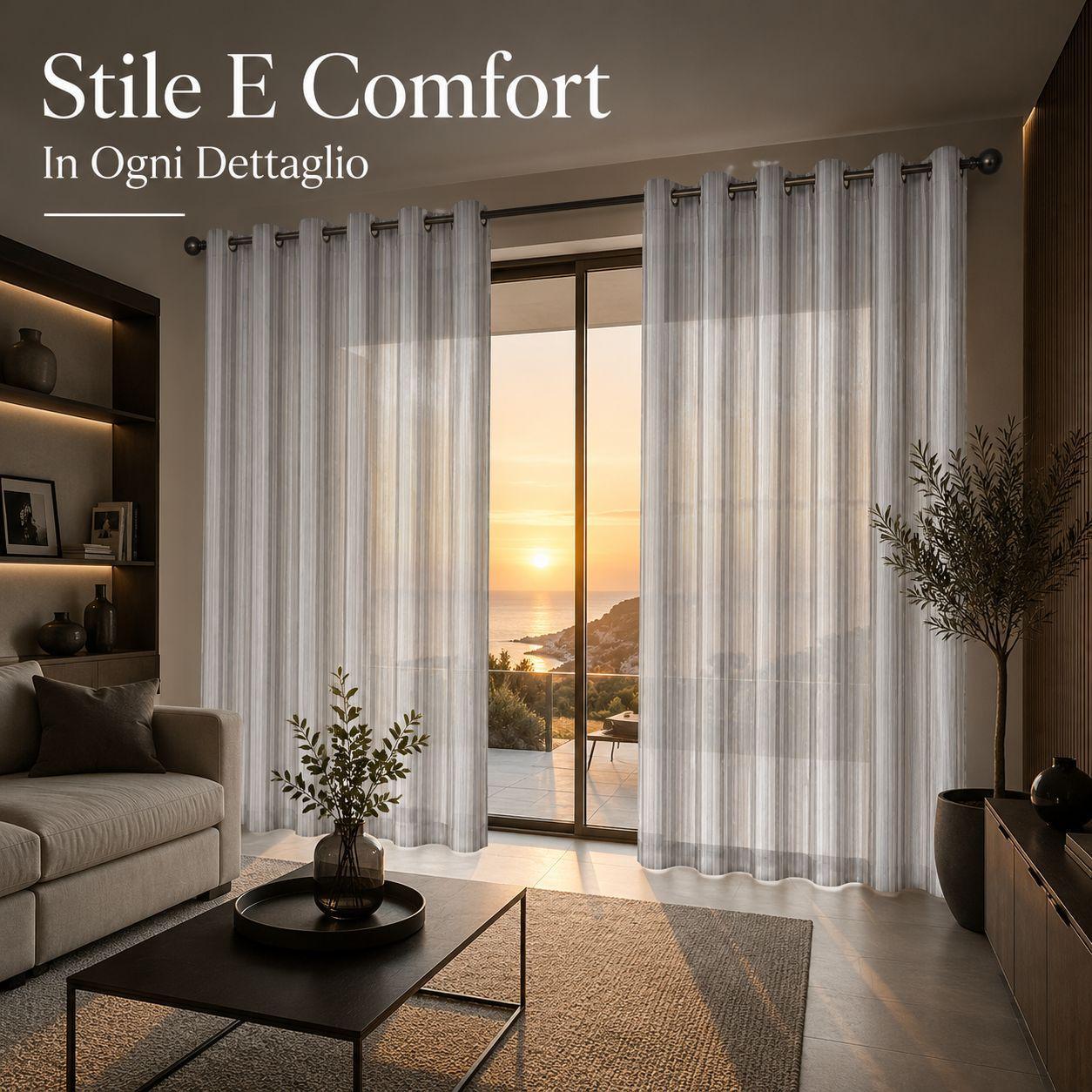  coppia tende a righe 280 x 290 cm con anelli - foto 2