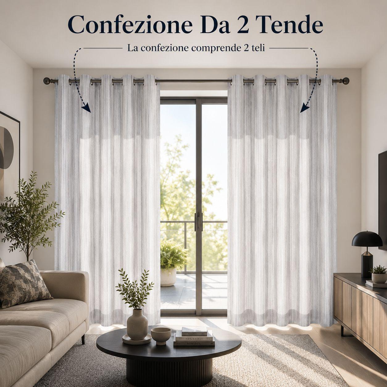  coppia tende a righe 280 x 290 cm con anelli - foto 4