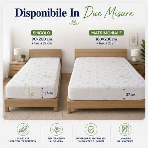 Coprimaterasso aloe vera trapuntato anallergico con elastico