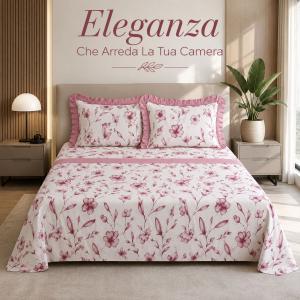 Completo letto matrimoniale 3 pezzi con federe a balze