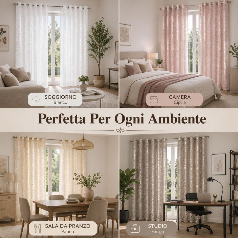  coppia tende con trama pitonata jacquard 280x290 cm con anelli - foto 3