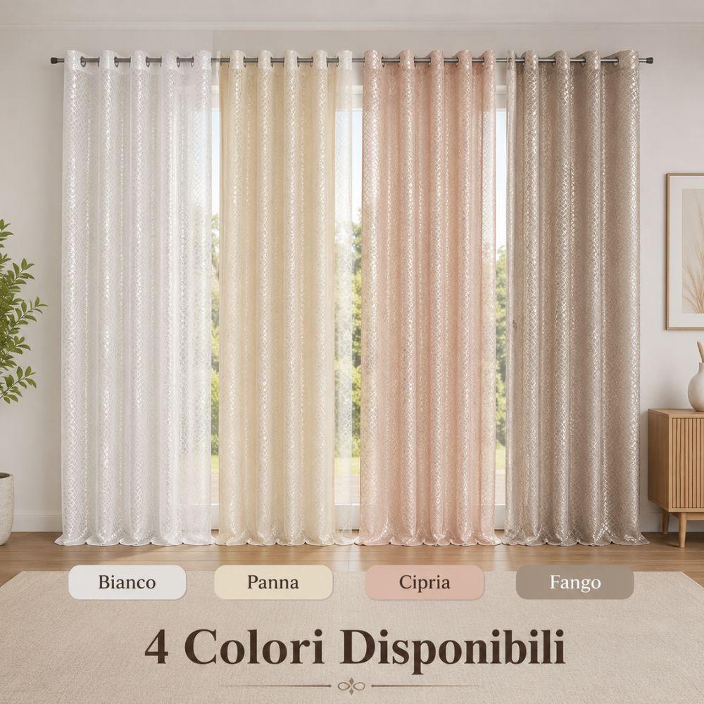  coppia tende con trama pitonata jacquard 280x290 cm con anelli - foto 4