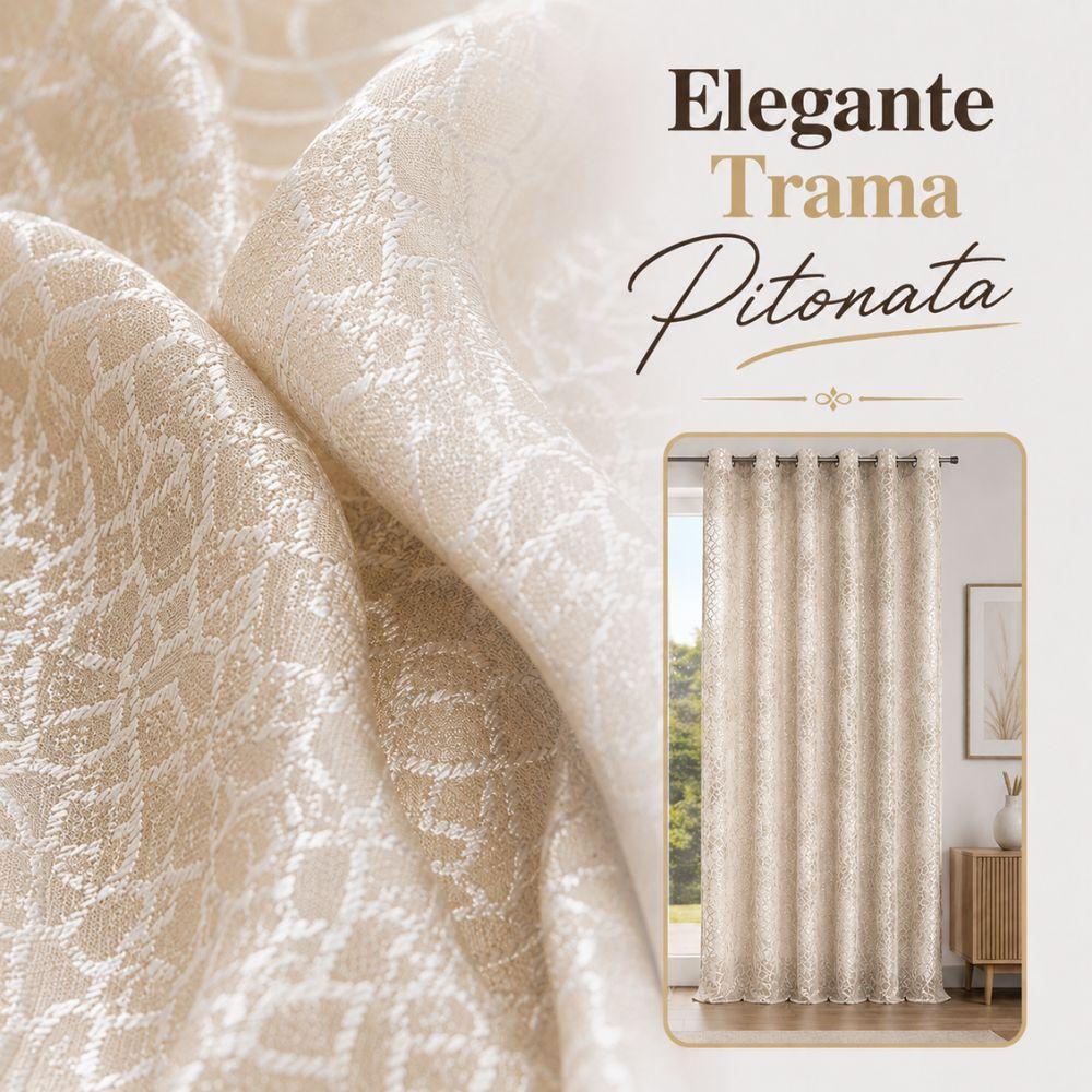  coppia tende con trama pitonata jacquard 280x290 cm con anelli - foto 5