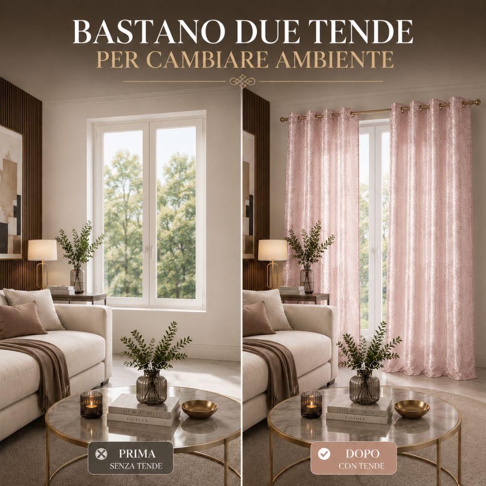 coppia di tende jacquard eleganti con anelli 140x290 cm - foto 5 coppia di tende jacquard eleganti con anelli 140x290 cm - foto 5