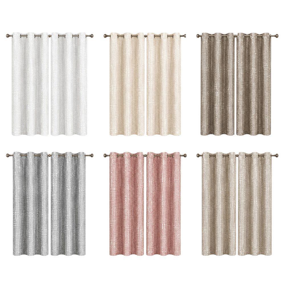  coppia tende effetto lino jacquard con anelli 140x290 cm - foto 1