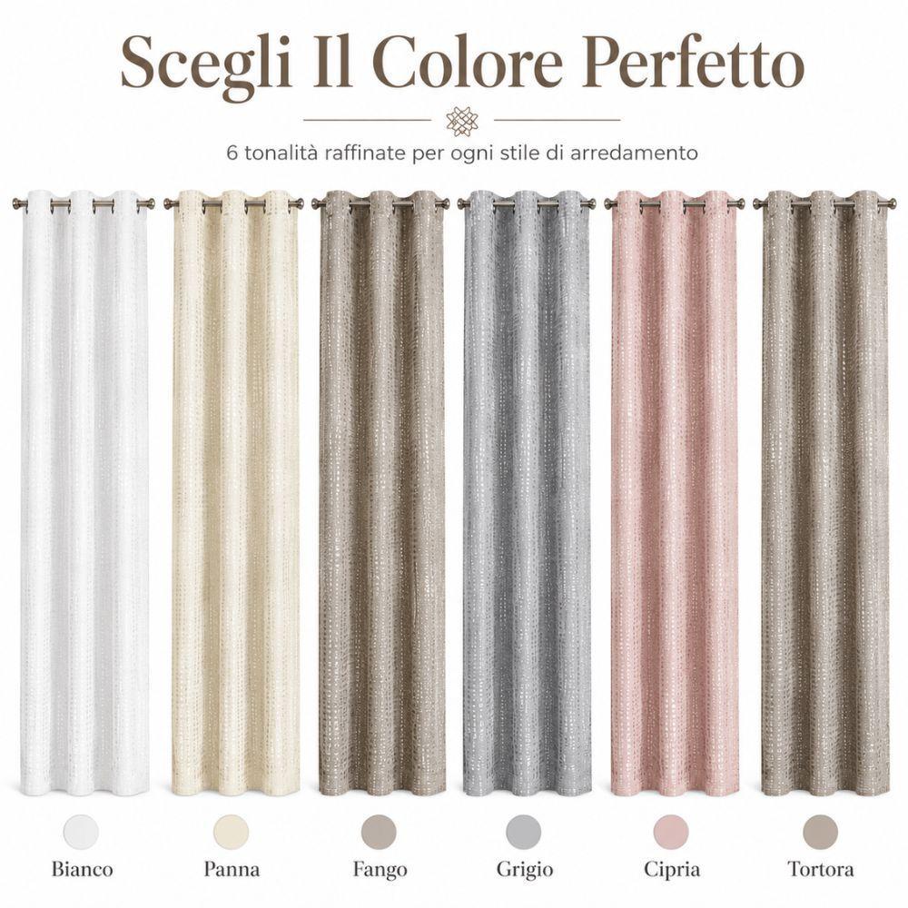  coppia tende effetto lino jacquard con anelli 140x290 cm - foto 4