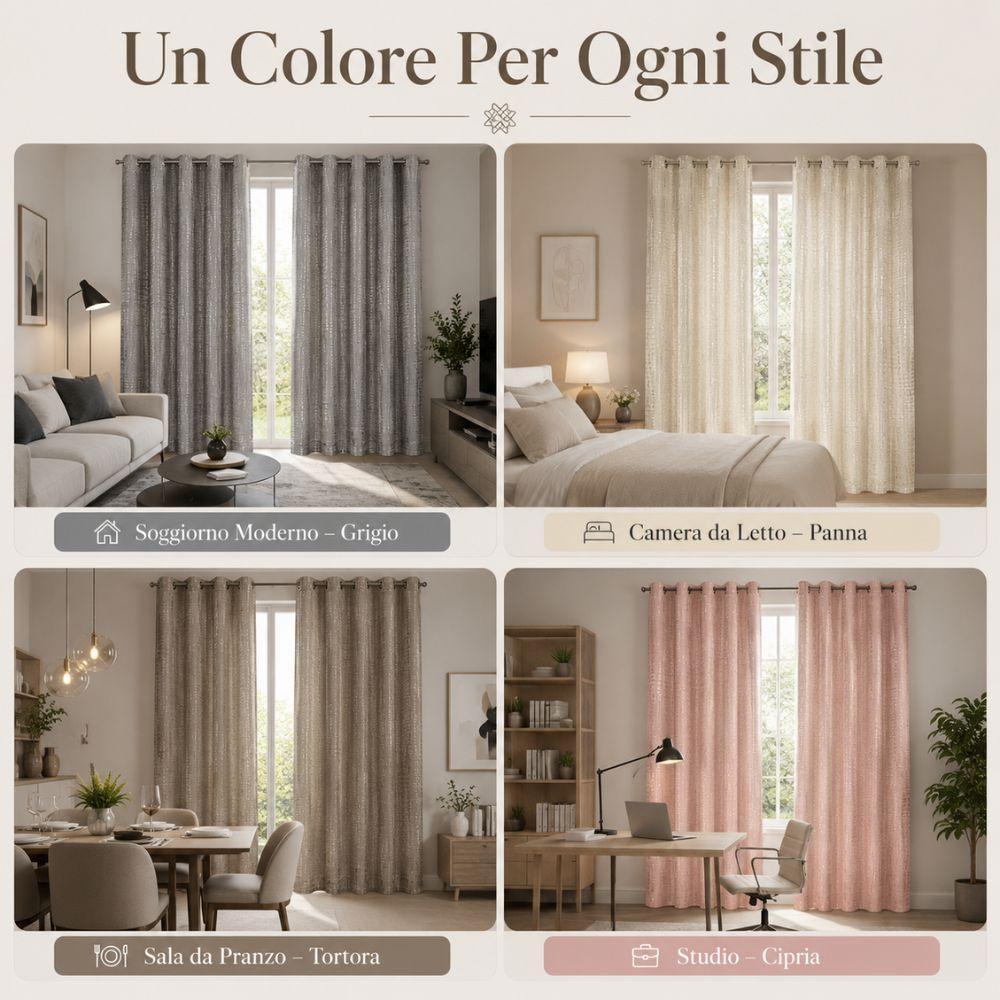  coppia tende effetto lino jacquard con anelli 140x290 cm - foto 5