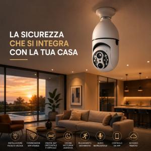 Telecamera wifi a lampadina con visione notturna audio bidirezionale e controllo da app