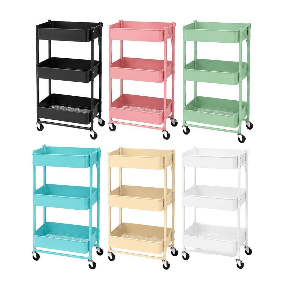 carrello multiuso pieghevole in metallo 3 ripiani con ruote 47x41x78 cm - foto 1 Carrello multiuso pieghevole in metallo con 3 ripiani e ruote