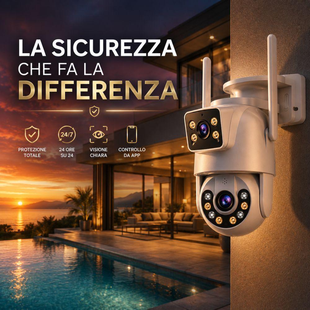 Telecamera Wi-Fi con sensore notturno, microfono e speaker integrati per comunicazione bidirezionale