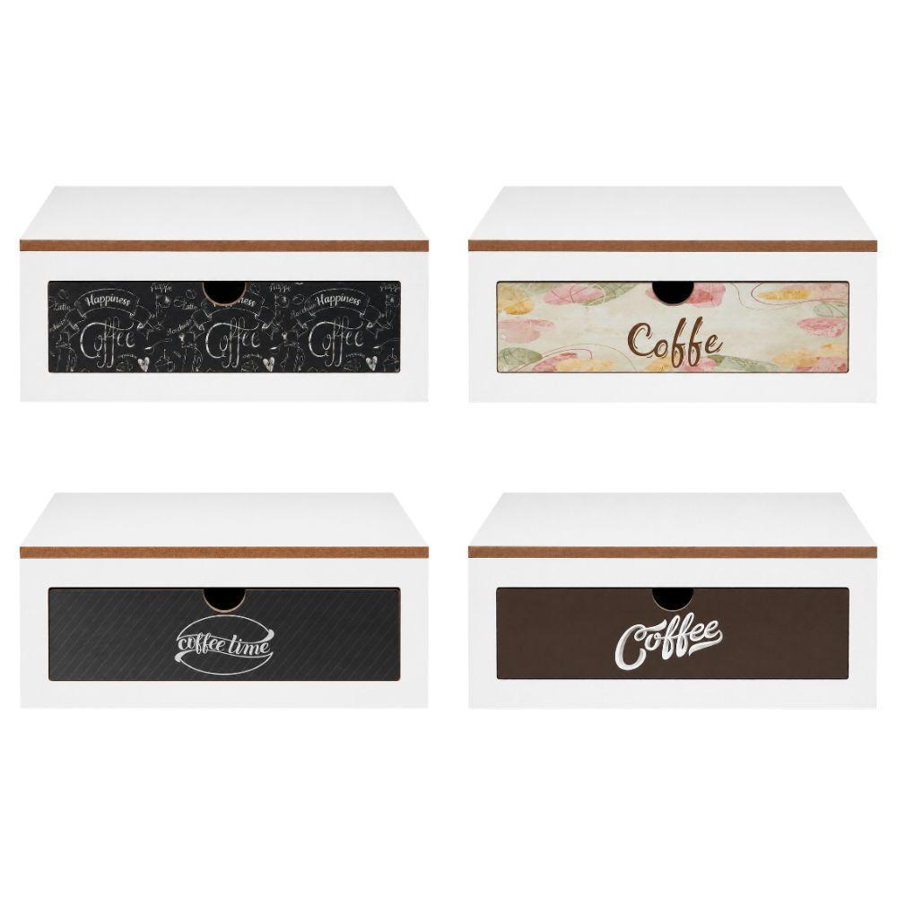 Quattro varianti di porta cialde con cassetto: bianco 'Coffee' e design lavagna