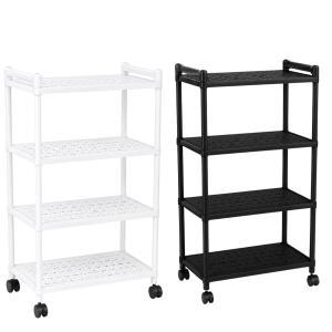 Scaffale multiuso a 4 ripiani con rotelle portaoggetti salvaspazio in plastica resistente